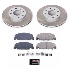 Power Stop SC699 Front Brake Kit With Semi-Coated Brake Rotors and Ceramic Brake Pads & Hardware For Honda CRX 1990-1991 | Honda Civic 1990-2000 | Honda Civic del Sol 1993-1997 [Application Specific]