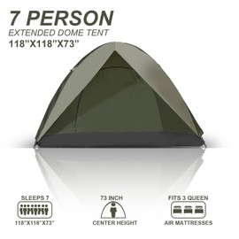 Camping Tent 7 Person Waterproof/Windproof/Ventilation Family Dome Tents with Large Rainfly,Portable with Carry Bag Family Camping,Outdoor Hiking&Traveling
