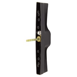 FPL Veranda Sliding Glass Door Handle Set with Mortise Lock, Black, Keyed, 3-15/16” Screw Holes, 1-1/2” Door Thickness