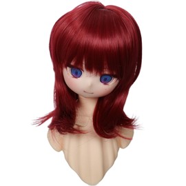 Tzncos Just 1pc Wig fit for 8-9 inch Head 1/3 BJD soft hair wolf tail wig short wigs (Deark Red)