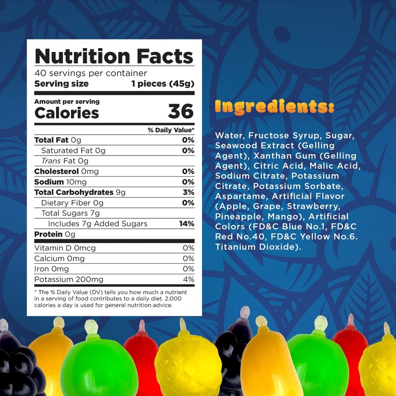 Funtasty Fruit Squeezable Jellies - 40 Count Jar - Tik