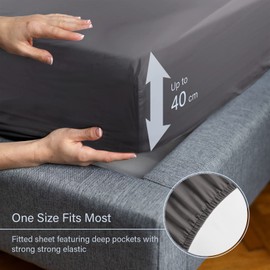 LuxClub King Fitted Sheet Bedding with 45cm Depth, Extra Deep Soft Cooling Bed Sheets Microfiber Fabric Ease Care Soft & Comfortable Fade Resistant - Grey, King
