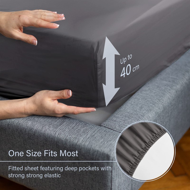 LuxClub King Fitted Sheet Bedding with 45cm Depth, Extra Deep