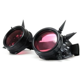 Welding Cyber Goggles Steampunk Welding Goth Cosplay Protective Glasses Cosplay Goth Antique Victorian with Spikes, includes Lens Shades UV400 Protection (TM) - m/l
