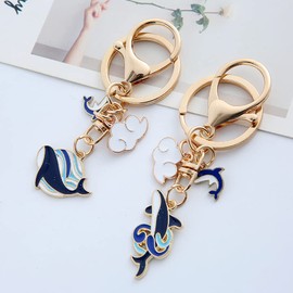 ARFUKA Pack of 2 Key Fob Whale Car Key Rings Key Ring Bag Pendant Keychain Christmas Gifts Birthday Gifts Valentine's Day Gift, blue