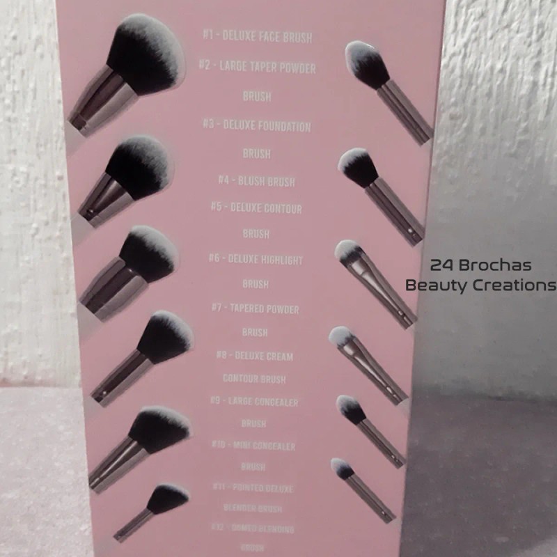 Set De Brochas 24 Piezas Beauty Creations + Estuche Cilindro