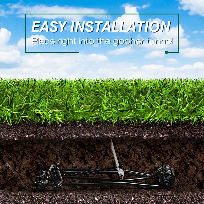 Qualirey 4 Pcs Outdoor Gopher Trap Easy Set Mole Trap