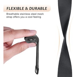 IMFRCHCS Upgraded Metal Straps Compatible with B6 B7 Watch Straps 18mm for Women Men, Adjustable Metal Strap Replacement Watch Bands Tracker B6 B7