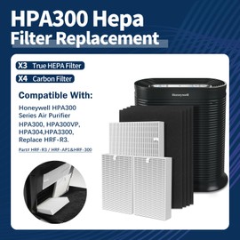 LANTINY HPA300 Replacement Filter Compatible with Honeywell Air Purifier HPA300 HPA304 Series, 3 HEPA Filter R & 4 Pre-Filter, HRF-R3