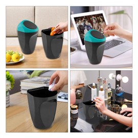 MRCARTOOL Mini Car Trash Can Plastic Garbage Bin 16x10x8CM Rubbish Container Waste Storage for Car Interior/Office/Home(Blue—Mini Trash Can)