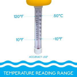 Ripple: Duck Thermometer - Pool & Hot Tub Spa Temperature Readings, Fahrenheit & Celsius, Waterproof, Tether Cord, Playful Animal Design Accessory