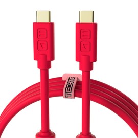 DJ TechTools Chroma Cable – USB-C to USB-C Cable | 100W Power Delivery, 10Gbps, 4K60, Ferrites & 56k? Resistor | Audio-Optimized, Color-Coded with Cable Tie | Red 6.4ft (2M) Straight