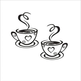 Coffee Cups Wall Stickers Creative Cafe Tea Wall Stickers Cafe DIY Art Wall Decal Vinyl Stickers for Kitchen Restaurant Decor Coffee Stickers,Home Décor Accents