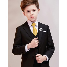 Alizeal Boys Solid Colour Pre-Tied 6 cm Zip Skinny Tie, 067-Golden