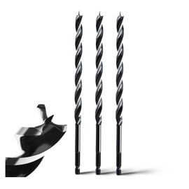 MOXPIFY 3-Piece Wood Drill Bit for Softwood, Hardwood with Centre Point and E 6.35 Shaft 10 x 230 mm