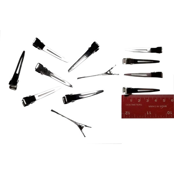 Q-YO DIY Hair Clips Kit, Alligator Clips, French Barrette Clips, Snap clips (100pc 45mm Silver Single Prong Pinch Alligator Hair Clips)