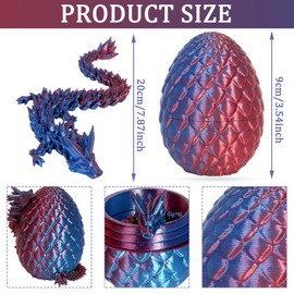 STUYKDIA 3D Dragon in Egg Articulated Dragon 3D Crystal Dragon Egg 3D Dragon Egg Fidget Toy Dragon Home Office Decor Executive Desk Toys（Laser Blue）