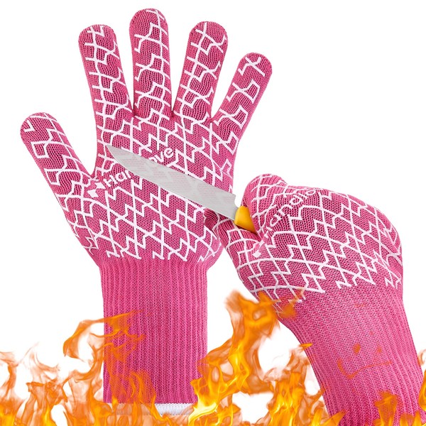 HandLove BBQ Gloves - Heat Resistant Grilling, Oven Gloves for