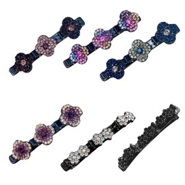 6 Pieces Side Hair Clips with Three Flower Bangs Clips Broken Hair Clips Hair Segmentation Clips Braiding Hair Clips Hairdressing etc.
