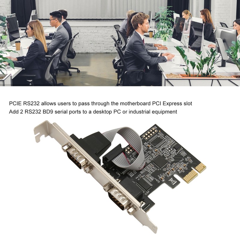 2 Port PCI Express RS232 DB9 Serial Port Card PCIe