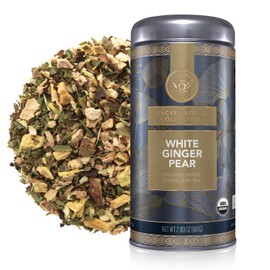 Teabloom Organic White Tea, White Ginger Pear Loose Leaf Tea, Distinctive and Delicate White Tea, USDA Certified Organic, Fresh Whole Leaf Tea in Reusable Gift Canister, 2.46 oz/70 g Canister Makes 35-50 Cups