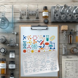 UNICRAFTALE Stainless Steel Templates Metal Chemistry Molecule Stencil for Craft Drawing Reusable Molecular Code Templates for DIY Laboratory Notes Drawing Scrapbook Wood Burning