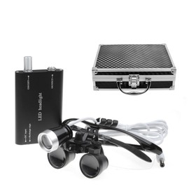 3.5X 420mm Surgical Binocular Loupes Head Light Blue Aluminum Box Magnifiers by NNSKI (Black)