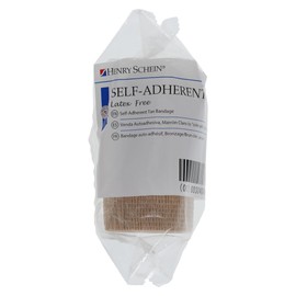 Henry Schein 18 Pack Self Adherent Cohesive Wrap Bandages 4”x5 Yds, Latex-Free, Self-Adherent, Non-Sterile First Aid Tape, Elastic Self Adhesive Tape, Tan 18/Box