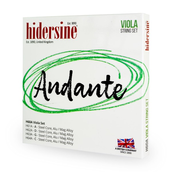 Hidersine Andante Viola String SET. Steel Core, alloy strings for