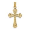 Jewelry Affairs 14K Real Yellow Gold Engraved Cross Charm Pendant