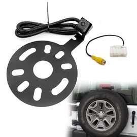 Cámara de respaldo de neumático de repuesto, cámara de respaldo de coche para Jeep Wrangler Montaje de neumático de repuesto 2007-2018, directrices de cámara extraíble gran angular impermeable con