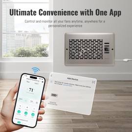 SANYCASA Register Booster Fan for 6" x 10" Register Holes, Quiet Vent Fan Booster with Intelligent Thermostat, Improves Heating Cooling, App Control, 10-Speeds, Manhattan Smart Register Vent, SN