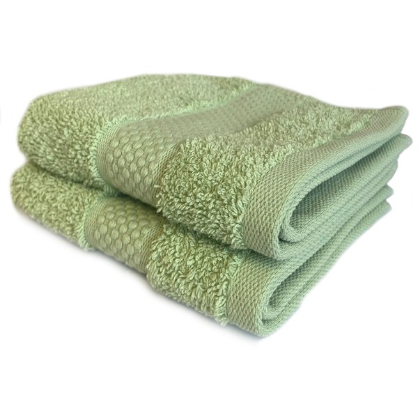 Sue Rossi Face Cloths Pack of 2 or 6, Organic Turkish Combed Cotton, 30cm x 30cm Wash Cloth Fingertip Flannel, Soft & Absorbent, 600gsm Thick Bathroom Towels Set (Sage Green, 2)