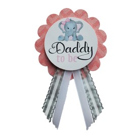Pink Elephant Baby Shower Button It's a Girl Gender Reveal Badge for mommy to wear, Baby Sprinkle