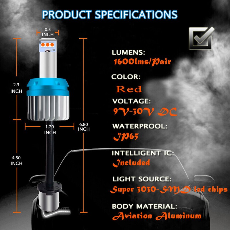 GTinthbox 2x CANbus Red LED Bulbs Fit Volkswagen Jetta MK6