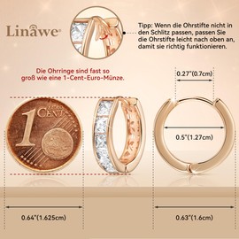 Linawe Small Hoop Earrings, Piercing Ring, Helix Earrings, Nickel-Free Jewellery, Women, Gold, Rose Gold, Silver, Mini Hoop Earrings, Copper Brass, Moissanite