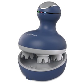 cotsoco Electric Scalp Head Massager, Waterproof Massager with 4 Heads 84 Nodes for Hair Growth and Stress Release Massage Blue