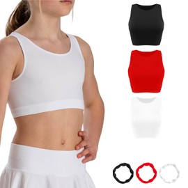 Risalti Bustier Girls American Microfibre 3 Pieces - Top Girls Bustier, Crop Top Girls, Sports Top Girls, Bra Girls, Tops for Girls, Tank Tops, Bracelets Free - Made in Italy, Pack of 3 white, black