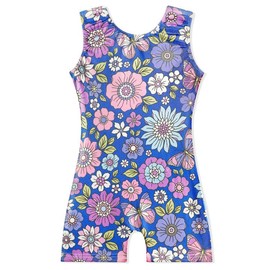 EQSJIU Gymnastic Leotards For Girls Blue Flower Gymnastics Stuff For Girls 8-9 Years