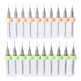 QUARKZMAN Micro PCB Drill Bit Set, 1/8 Inch 3.175 mm Shank 0.2 mm 0.3 mm Carbide Tip CNC Engraving Pressure Plate Drilling Rotary Tool Pack of 30