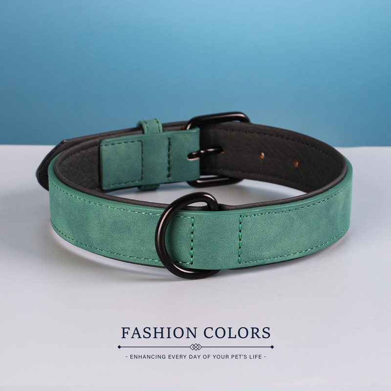 Didog Soft Padded Leather Dog Collar, Breathable Heavy Duty Dog
