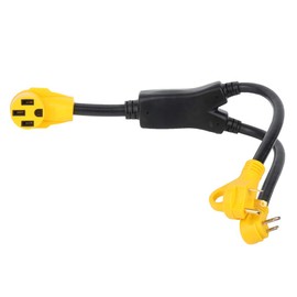 ECCPP RV Y-Split Power Cord Adapter, 50 amp Female to (1) 30 amp - (1) 15 amp Male Heavy Duty RV Power Cord Plug Adapter with Grip Handle