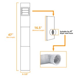 LBG Products Dryer Vent Window Kit with Self-closing Vent Cover with Screen for 4" Diameter Dryer Vent Hose,Adjustable Window Seal Plates Kit for Sliding Windows and Hung Windows,Up to 47 inches