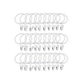 LBY 30 Pack Curtain Rings with Clips, 39mm(1.54'') Interior Diameter Metal Curtain Rings, for Hanging Drapery Drapes Bows, White