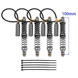 Pothyes 100mm Desert Lizard Piggyback Adjustable RC Shock Absorber Damper for 1/10 RC Crawler Axial SCX10 90046 AXI231017 D90 TRX4 TRX6 Metal Upgrade (gray)