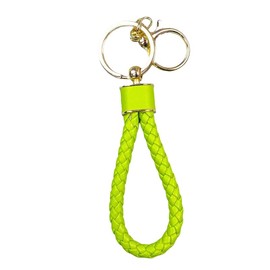 Creative microfiber high-grade braided rope keychain couple key chain female bag hanging car key ring gift (Grass green)
