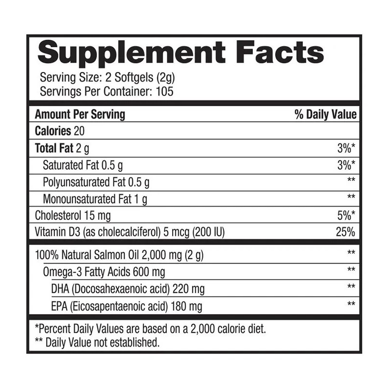 Pure Alaska Omega-3 Wild Alaskan Salmon Oil 1000mg, 210 Softgels