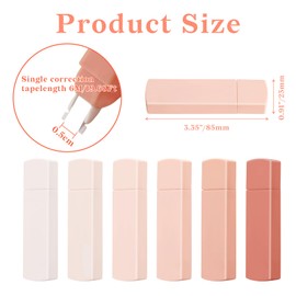 Temiary 6Pcs Mini White Out Tapes for Instant Correction, Cute Whiteout for Writing, Aesthetic Correction Tape Set Easy to Use for Students School Office Supplies (Pink)