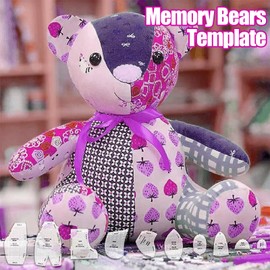 Memory Bear Patterns for Sewing, Sewing Patterns for Beginners, 10Pcs Template Ruler Set, Acrylic Memory Bear Template Ruler Set, Teddy Bear Quilting Templates for Easy Sewing Template (15inch)
