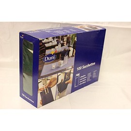 Duni Sacchetto Napkin Bag Plain Dark Green 8.5 x 19 cm Tissue Napkin 2-Ply Cream Pack of 100